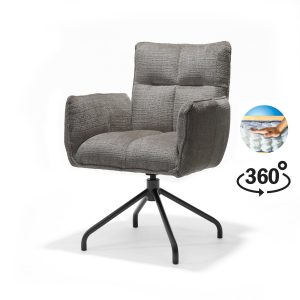 Nova armstoel Stof Cremona #93 Donker Grijs – 360 Draaibaar frame zwart P14