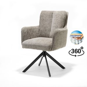 Alex armstoel Stof Cremona #02 Ecru – 360 Draaibaar frame zwart A360