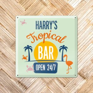 Metalen bord – Tropical Bar – 30x30cm