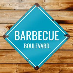 Metalen bord – BBQ Blvd – 30x30cm Ruit