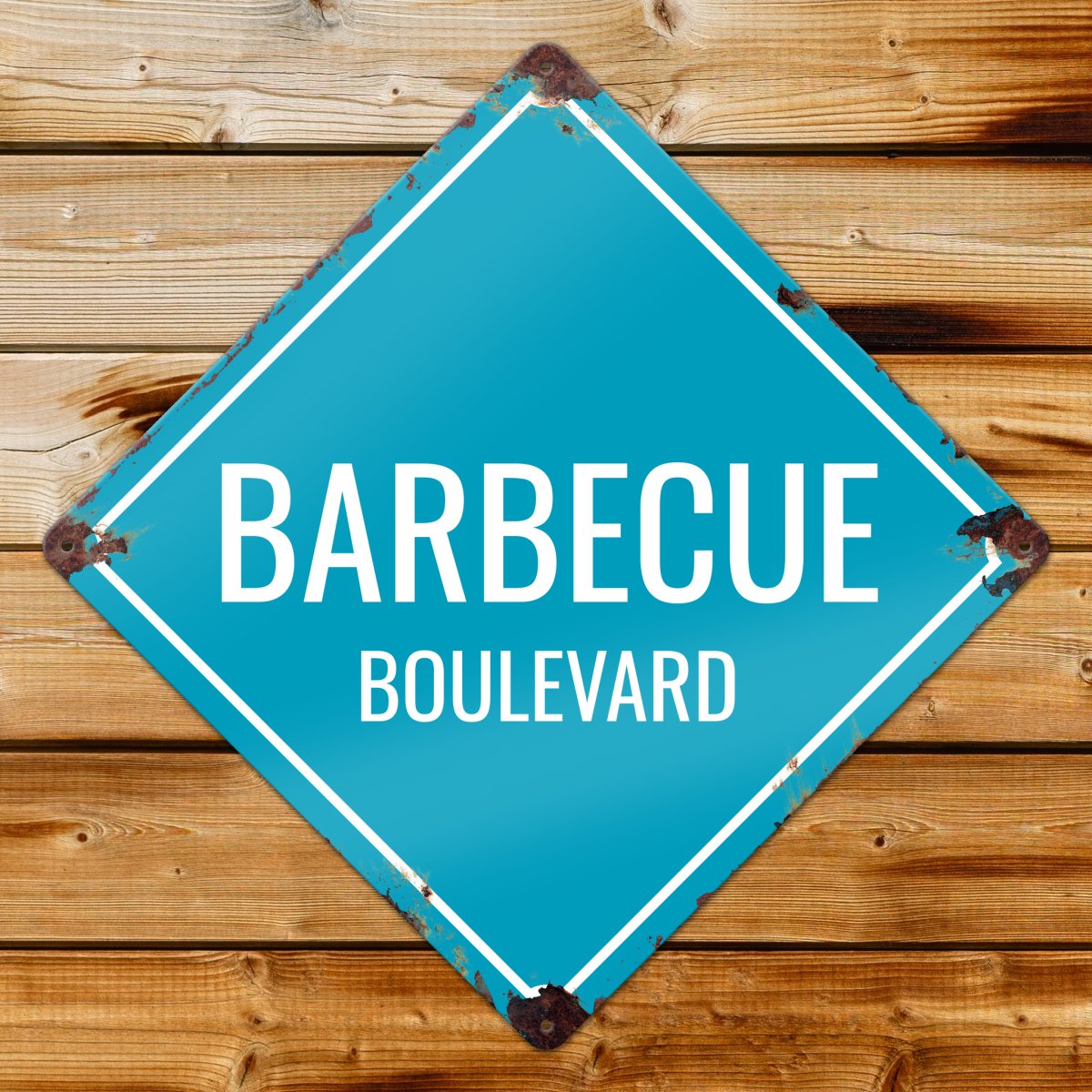 Metalen bord – BBQ Blvd – 30x30cm Ruit - Afbeelding 2