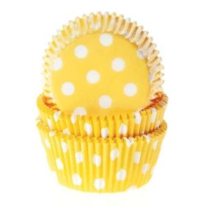House of Marie Baking cups Polkadot Geel – pk/50