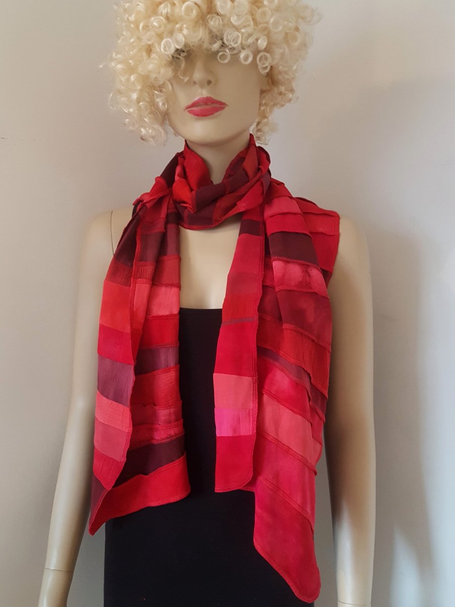 Liz & Joe – Viscose sjaal – S 4256 V – Tinten rood en bruin Rood - Afbeelding 5