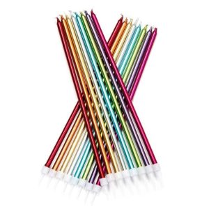 Anniversary House Extra Tall Candles Rainbow Metallic