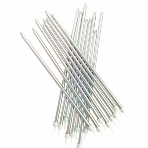 Anniversary House Extra Tall Candles Metallic Silver