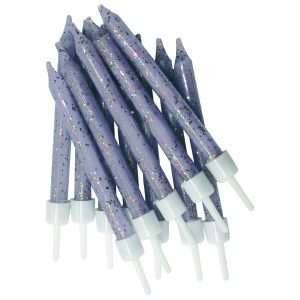 Glitter Candles Lilac with Holders