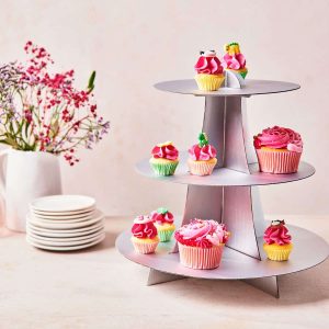 FunCakes 3 Tier Cupcake Stand Display – Silver