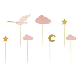 PartyDeco Cupcake Toppers Ooievaar pk/7