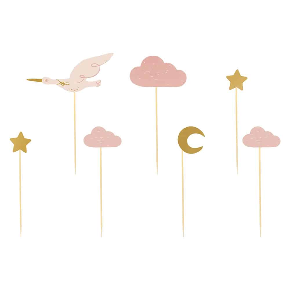 PartyDeco Cupcake Toppers Ooievaar pk/7 - Afbeelding 2