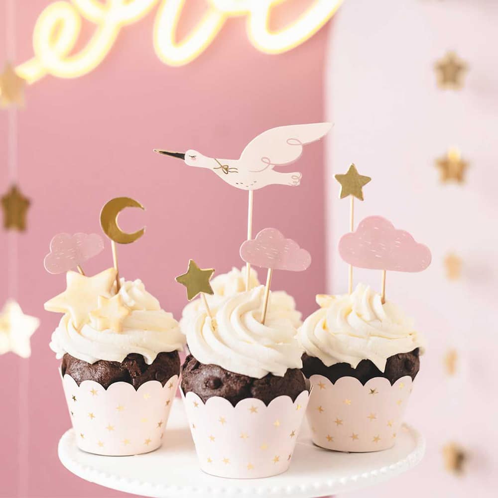 PartyDeco Cupcake Toppers Ooievaar pk/7 - Afbeelding 3