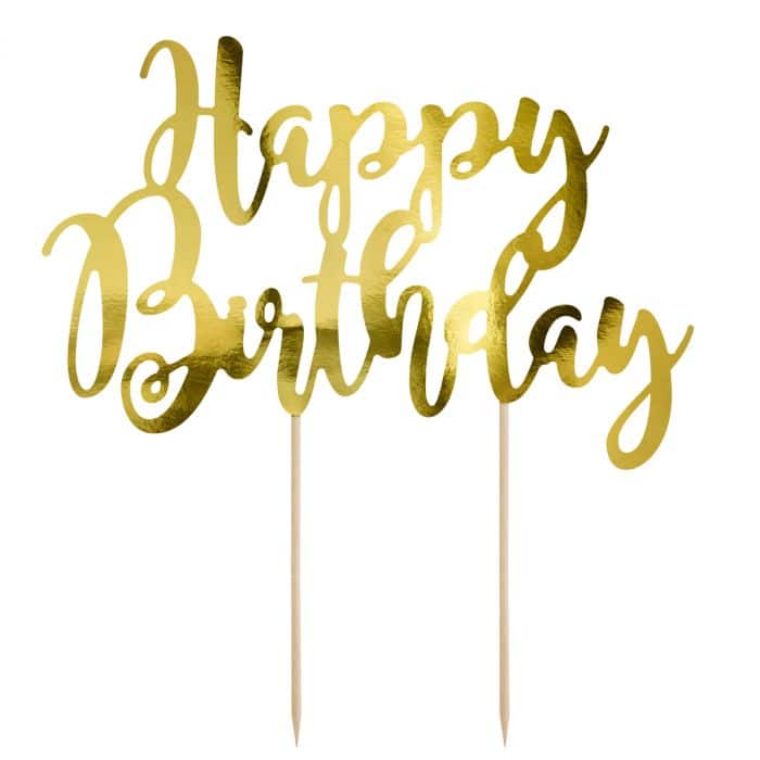 PartyDeco Cake Topper Happy Birthday – Goud