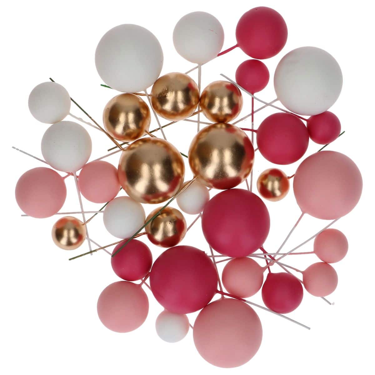 Simply Making Decoratieve Ballenset Hot Pink Ombre & Goud pk/32 - Afbeelding 3