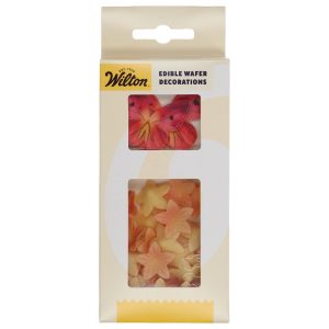 Wilton Eetbare Papieren Decoraties Bloemen & Vlinders Oranje Roze set/30